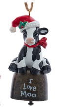 Load image into Gallery viewer, CALF/PIGLET ON FARM BELL ORNAMENT
