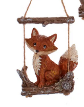Load image into Gallery viewer, ANIMALS ON LOG SWING ORNAMENT
