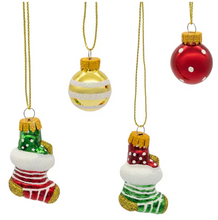 Load image into Gallery viewer, 25MM GLASS STOCKING & BALL ORNAMENTS - 10-PIECE BOX