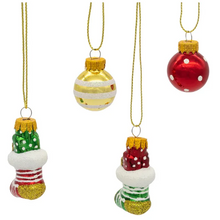 Load image into Gallery viewer, 25MM GLASS STOCKING & BALL ORNAMENTS - 10-PIECE BOX