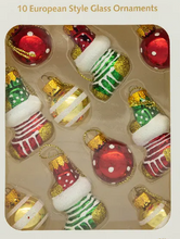 Load image into Gallery viewer, 25MM GLASS STOCKING & BALL ORNAMENTS - 10-PIECE BOX