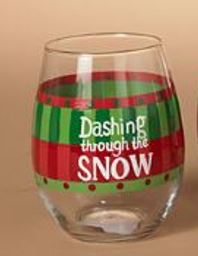 HOLIDAY STEMLESS WINE GLASS WITH SAYING
