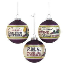 Load image into Gallery viewer, 80MM GLASS WINE ORNAMENT
