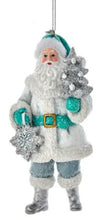 Load image into Gallery viewer, WHITE &amp; TURQUOISE SANTA ORNAMENT
