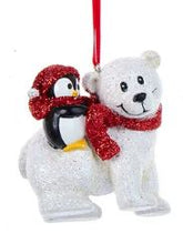 Load image into Gallery viewer, PENGUIN PLAYING WITH WHITE BEAR ORNAMENT
