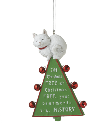 OH XMAS TREE CAT ORNAMENT