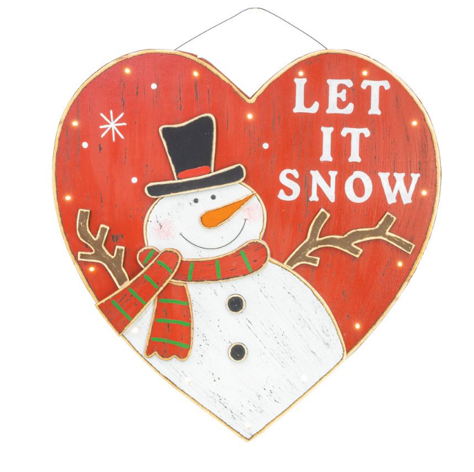LET IT SNOW HEART SNOWMAN WITH LIGHTS