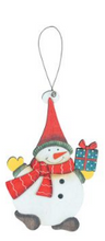 Load image into Gallery viewer, RED HAT SNOWMAN WOODEN ORNAMENT
