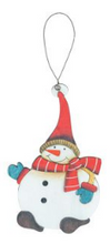 Load image into Gallery viewer, RED HAT SNOWMAN WOODEN ORNAMENT

