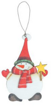 Load image into Gallery viewer, RED HAT SNOWMAN WOODEN ORNAMENT
