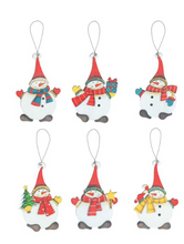 Load image into Gallery viewer, RED HAT SNOWMAN WOODEN ORNAMENT
