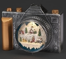 Load image into Gallery viewer, LIGHTED SWIRL CAMERA SNOW VILLAGE SCENE
