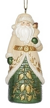 Load image into Gallery viewer, GREEN &amp; GOLD LEAF DETAIL SANTA ORNAMENT
