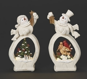 LIGHTED SNOWMAN SCENE TABLE TOP