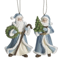 Load image into Gallery viewer, BLUE SANTA ORNAMENT
