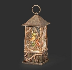 LIGHTED SWIRL CARDINAL ANTLER LANTERN