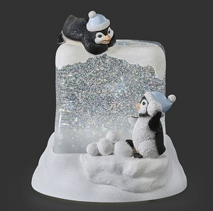 LIGHTED SWIRL PENGUINS ON CUBE