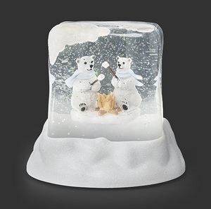 LIGHTED SWIRL POLAR BEARS ROASTING MARSHMALLOWS