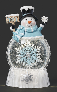 LIGHTED SWIRL SNOWMAN WITH ROTATING SNOWFLAKE