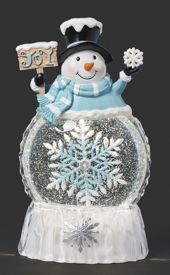 LIGHTED SWIRL SNOWMAN WITH ROTATING SNOWFLAKE
