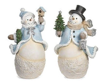 Load image into Gallery viewer, SNOWMAN BLUE &amp; IVORY LEAF FIGURE
