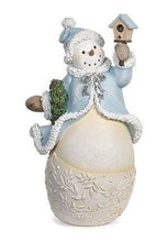 Load image into Gallery viewer, SNOWMAN BLUE &amp; IVORY LEAF FIGURE
