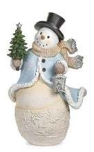 Load image into Gallery viewer, SNOWMAN BLUE &amp; IVORY LEAF FIGURE
