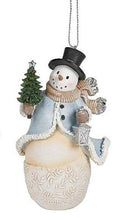 Load image into Gallery viewer, SNOWMAN BLUE LEAF ORNAMENT
