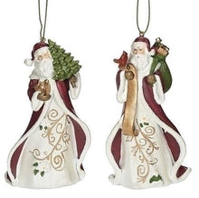 Load image into Gallery viewer, SANTA POINSETTIA WITH SWIRL DESIGN ORNAMENT
