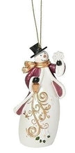 Load image into Gallery viewer, SNOWMAN POINSETTIA WITH SWIRL DESIGN ORNAMENT
