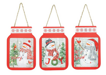 Load image into Gallery viewer, SNOWMAN RED JAR HANGER
