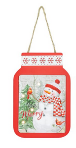 SNOWMAN RED JAR HANGER