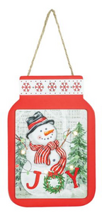 SNOWMAN RED JAR HANGER