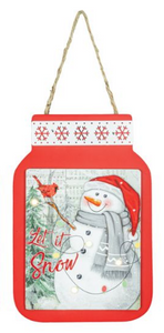 SNOWMAN RED JAR HANGER