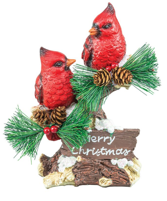 CHRISTMAS CARDINALS STUMP TABLETOP