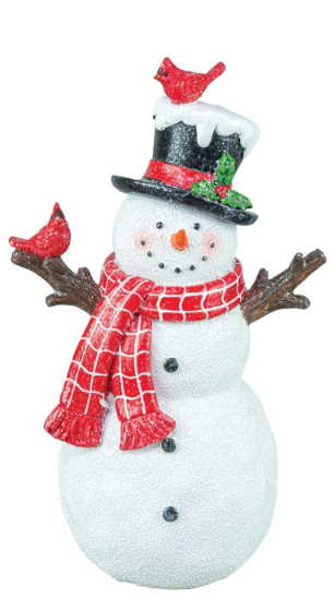 SCARFED CARDINAL SNOWMAN TABLETOP
