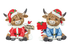 Load image into Gallery viewer, SANTAS COAT HIGHLAND COW TABLETOP
