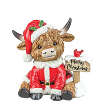 Load image into Gallery viewer, SANTAS COAT HIGHLAND COW TABLETOP
