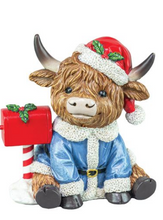 Load image into Gallery viewer, SANTAS COAT HIGHLAND COW TABLETOP
