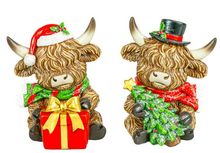 Load image into Gallery viewer, HOLLY JOLLY HIGHLAND COW SITTER
