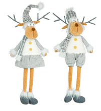 Load image into Gallery viewer, FROSTED FOREST REINDEER DANGLE LEG SITTER
