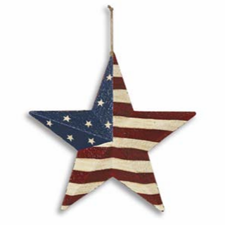 METAL HAND PAINTED AMERICANA STAR WALL HANGING