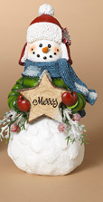 HOLIDAY SNOWMAN WITH WOODEN SIGN