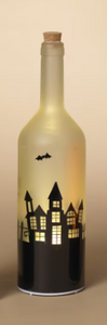 LIGHTED GLASS HALLOWEEN BOTTLE WITH ROTATING PROJECTING FUNCTION