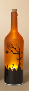 LIGHTED GLASS HALLOWEEN BOTTLE WITH ROTATING PROJECTING FUNCTION