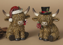 Load image into Gallery viewer, HOLIDAY SITTING HIGHLAND COW FIGURE
