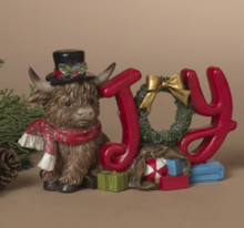 Load image into Gallery viewer, HOLIDAY HIGHLAND COW WITH WREATH SIGN
