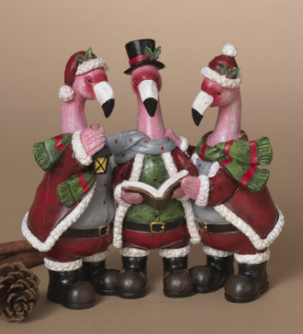 HOLIDAY FLAMINGOS READING BOOK FIGURE