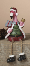 Load image into Gallery viewer, HOLIDAY FLAMINGO DANGLE LEG SHELF SITTER
