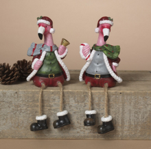 Load image into Gallery viewer, HOLIDAY FLAMINGO DANGLE LEG SHELF SITTER
